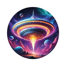 Ufo Aufkleber Weltall Science Fiction leuchtend Raumschiff Sticker futuristisch