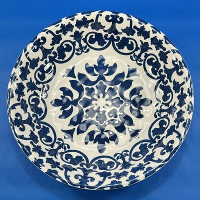 Pier 1 Extra Large Melamine Serving Bowl Blue and White 13 3/4'' Royal Regal