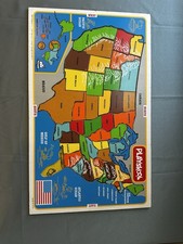Playskool Vintage USA Map Cardboard Tray Puzzle 4-7 Years Less Than 15 Pieces