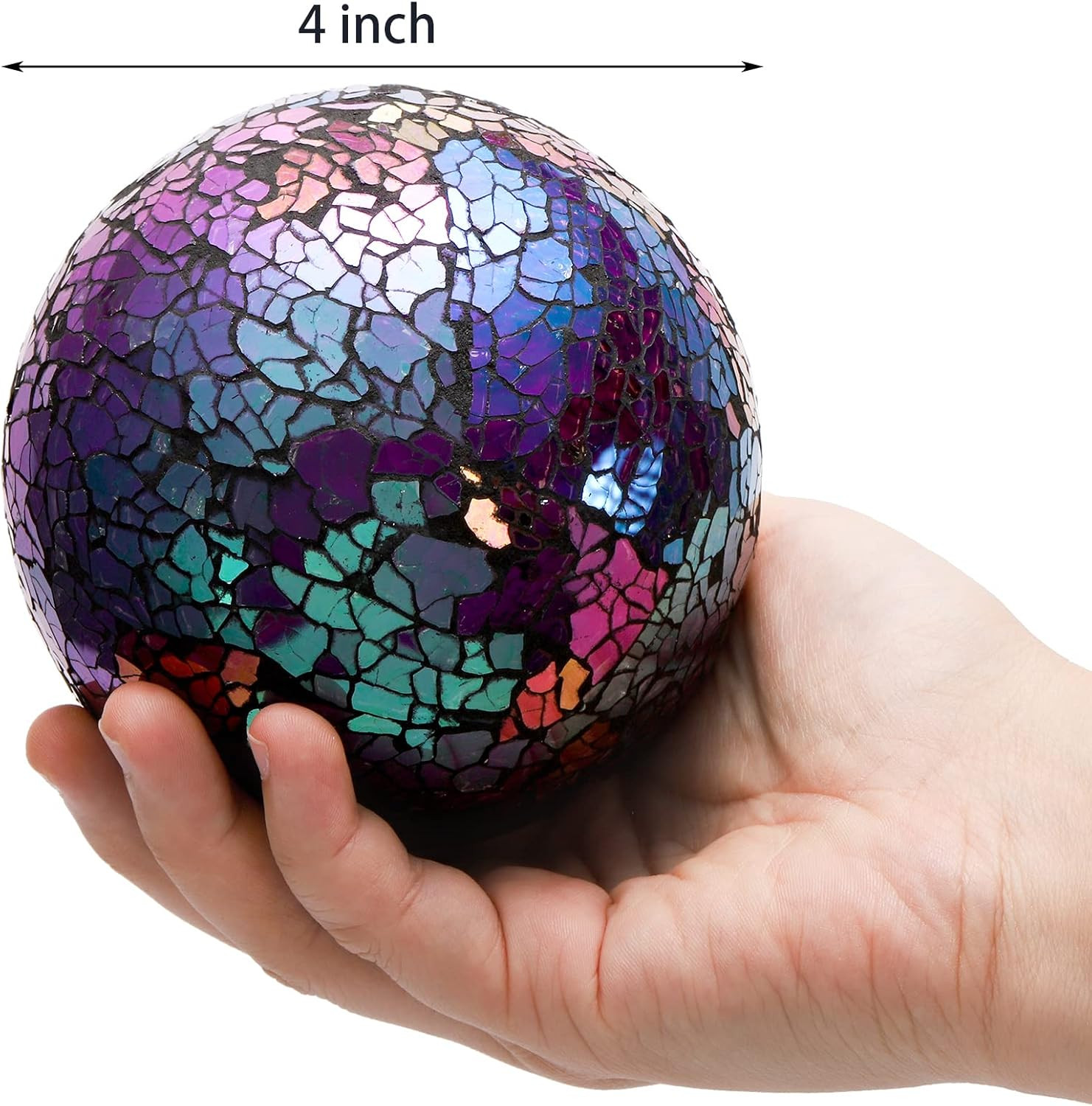 3 Pack Decorative Glass Balls, 4 Inch Colorful Glass Mosaic Orbs Sphere