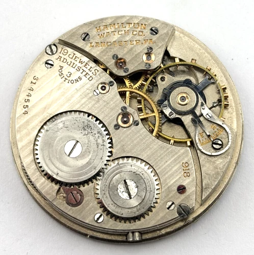 Hamilton Antique Pocket Watch Movement   19J  12s  Gr.918  3144554  NON-WORKING