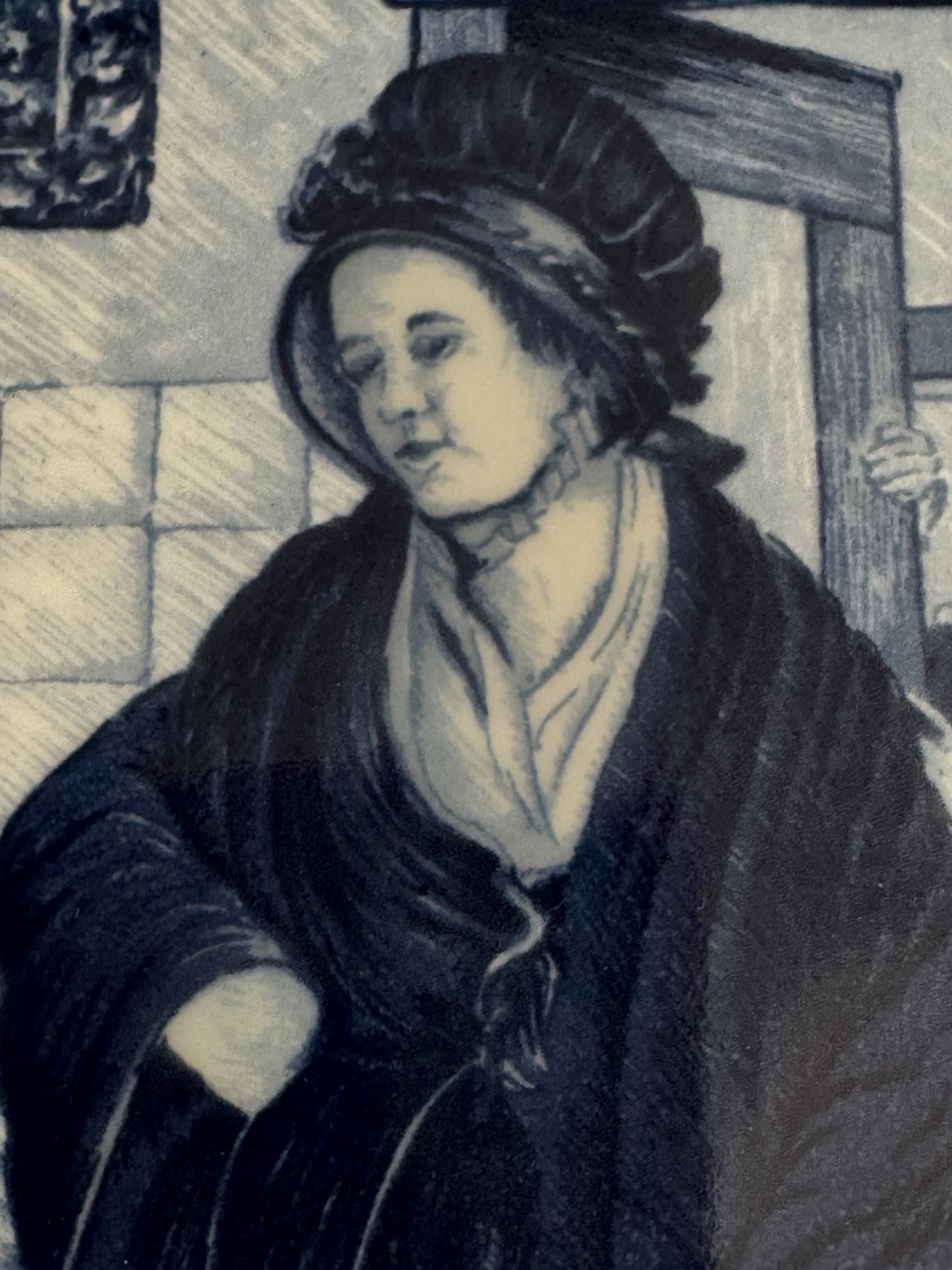 Rare Delft Blauw “Women Making Pancakes“ naar Adriaen De Lelie “De Keuken” READ