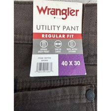 NWT Wrangler Mens Utility Pants Brown Regular Fit Stretch Zippered Pocket 40x30