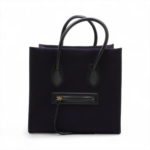 Celine Luggage Phantom Felt x Leather Hand bag navy x black