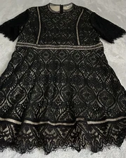 Chic Soul Crochet Party Dress Womens 3X Black Lace Flapper Gatsby 20s Whimsigoth