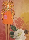 Amazing Rare Vintage 1960's Barbie Clone Floral Top and Skirt Set