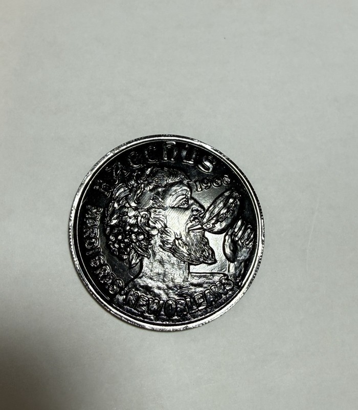 Mardi Gras 1968 New Orleans Black Aluminum 2016 BACCHUS Commemorative Coin 