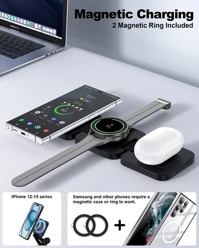 Wireless Charger Foldable 3in1 Charging Station fr Samsung Watch ,Phone,Earphone - Picture 3 of 69