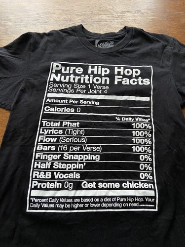 Pure Hip Hop Nutrition Facts Shirt Sz S - Picture 2 of 4