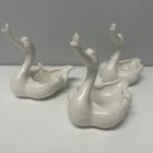 Set of 3 Hull Pottery Swan Ashtray Trinket Dish Planter Vintage White Family 4"