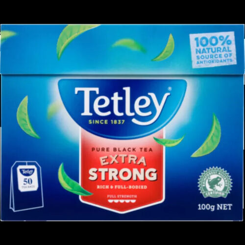 Té negro puro Tetley extra fuerte 50 bolsas de té 100 g envío gratuito a todo el mundo  - Imagen 1 de 1