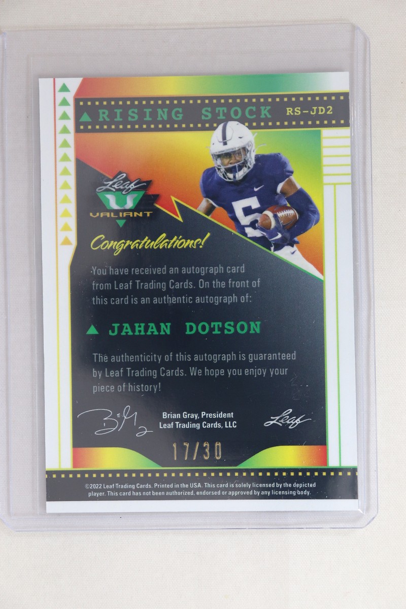 Jahan Dorson - 2022 Leaf Valiant Football Rising Star Autograph