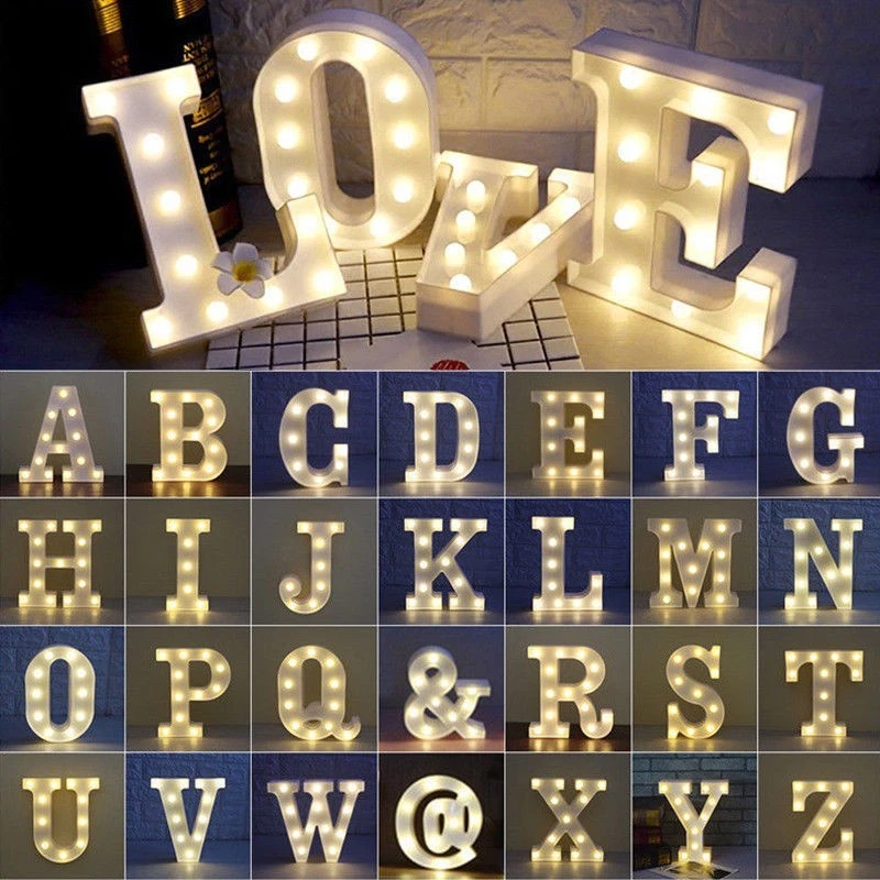 Alphabet LED Letter Lights Light Up Plastic English Letters Standing  Hanging US