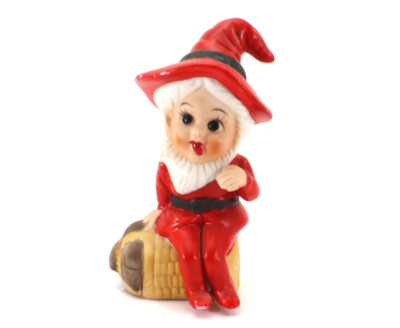 Brinns Christmas ELF GNOME Female Tongue Out with Beard 1970s Vintage