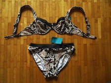 SCHIESSER aqua schöner Bügel Bikini*Mokka/Natur/Weiß*NEU m. Etikett*Gr. M/38 B