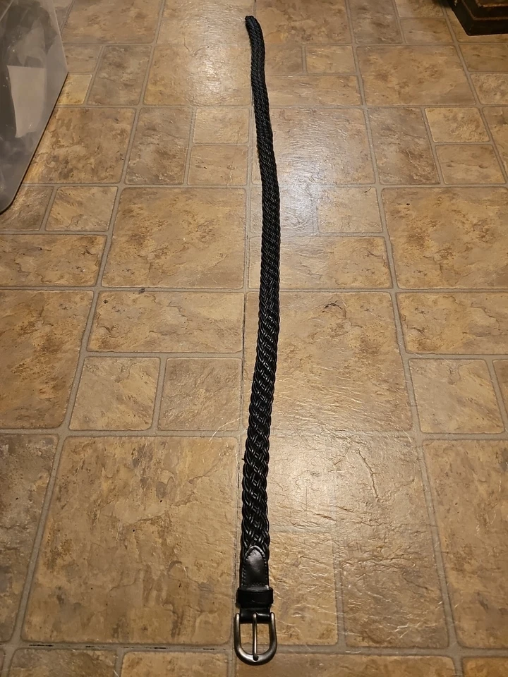 Cinturón de cuero trenzado negro Merona XL (B50) para hombre Foto 2 de 4