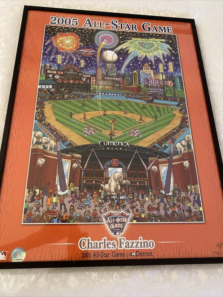 Charles Fazzino 2005 MLB All-Star Game: DETROIT - Comerica Park póster enmarcado Foto 4 de 4