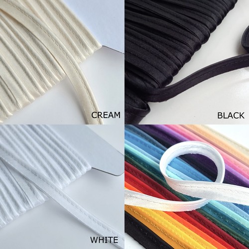 Satin insert piping cord fabric covered 2mm diameter with flange - Many Lengths - Picture 2 of 70
