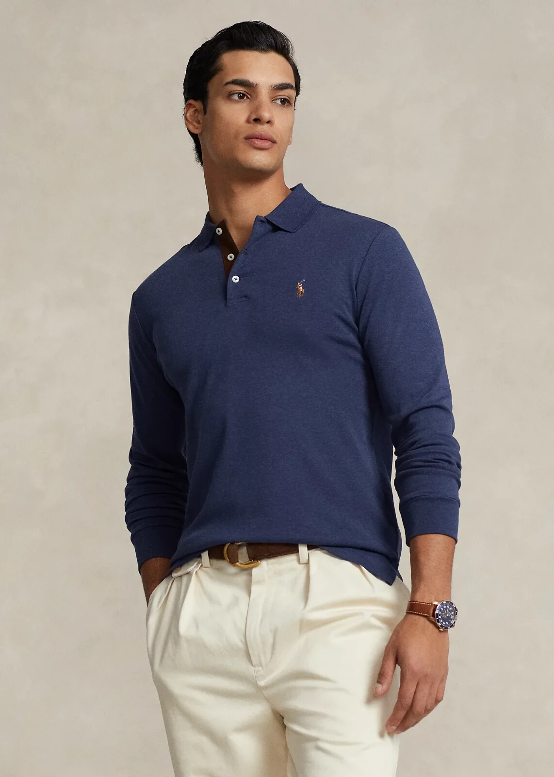 Мягкая рубашка поло Polo Ralph Lauren Custom Slim Fit темно-синий 3LT 13090₽