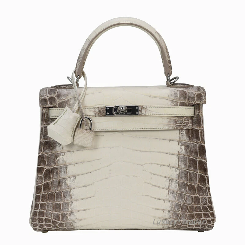 BRAND NEW HOLY GRAIL EXOTIC HERMES KELLY BAG 25 cm HIMALAYAN CROC CROCODILE  PHW