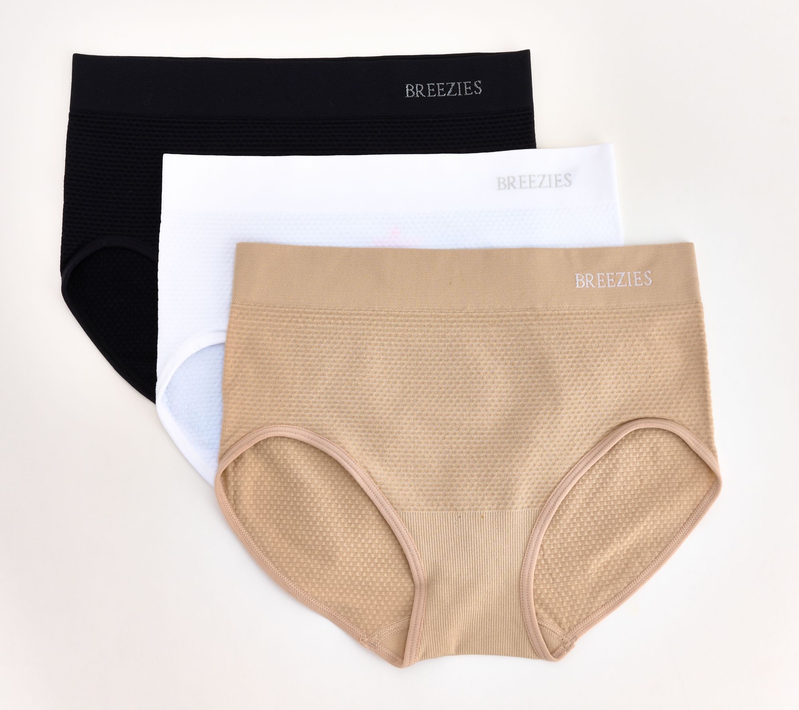 Breezies Women's Plus Sz Panties 2X Air Effects  Breathable Black A628149