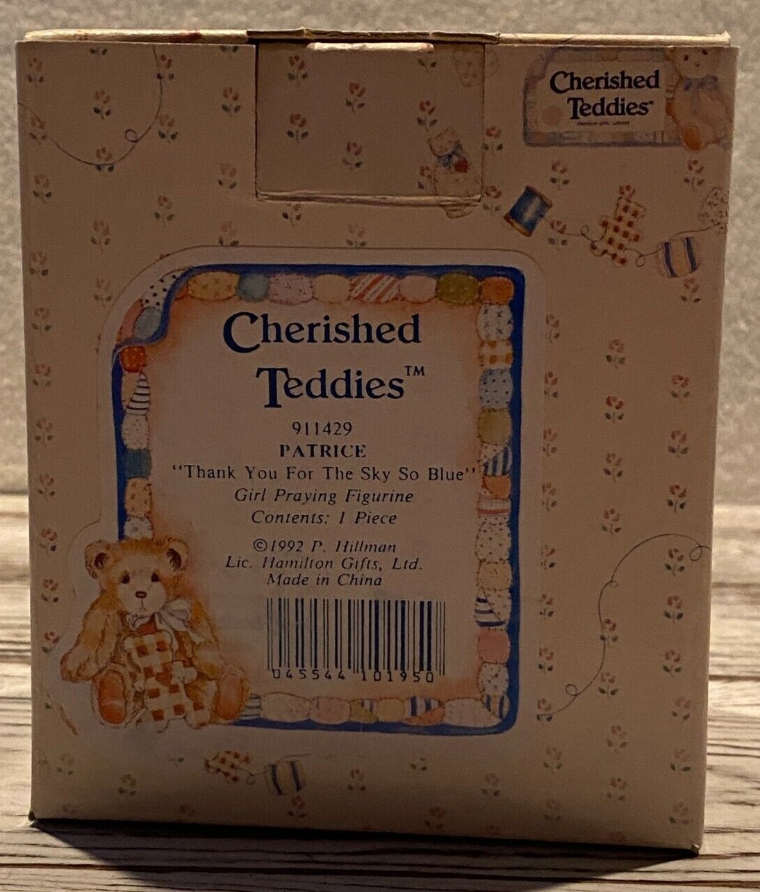 1992 Cherished Teddies Patrice "Thank You For The Sky So Blue" 911429 Ships Free