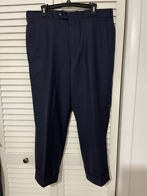 Brooks Brothers Dress Pants Custom Tailoring Blue Burgundy Striped Size 34 x 25
