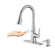 BRAND NEW ALLEN  ROTH SS TOUCHLESS PULL-DOWN FAUCET WITH SOAP DISPENSER IN BOX