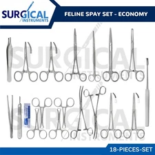 18 Pcs Feline Spay Set - Economy Surgical Veterinary Instruments kit