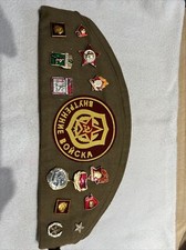 Vintage Soviet Union Russian Military Garrison Hat w 13 Pins USSR 3 Patches 58
