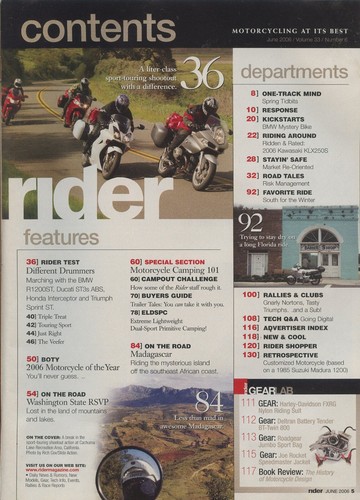 Rider June 2006 Volume 33 Issue 6 Motorcycles Magazine - Picture 2 of 2