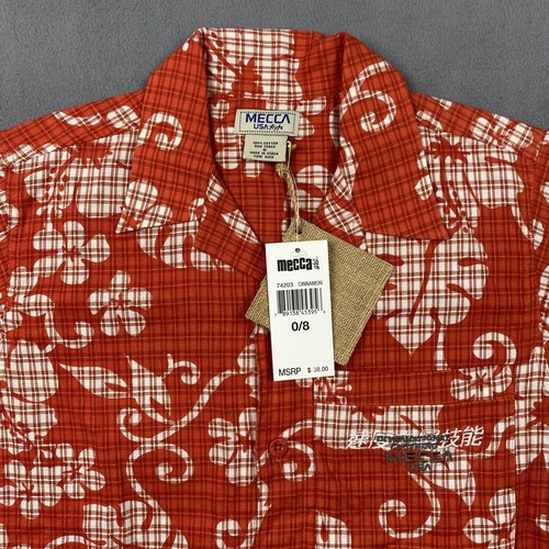 Mecca Shirt Youth Boys Size Small Orange Hawaiian Floral Camp Kids Vintage NWT - 第 3/13 張圖片