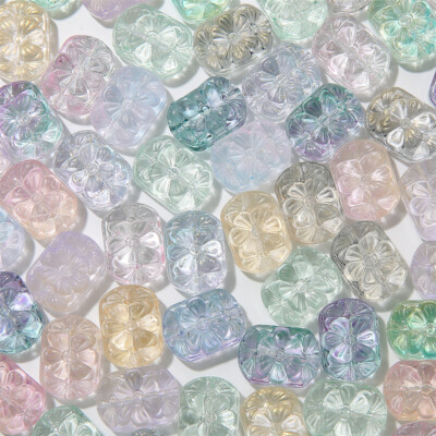 10pcs 18x13mm Emboss Flower Handmade Lampwork Glass Beads For Jewelry Making
