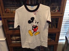 VTG NWT 80  s Mickey Mouse Red Accented Colored Ringer Disney T Shirt SZ M - Rare