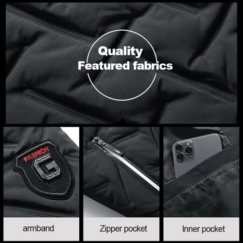 Mens Quilted Padded Bomber Jacket Biker Puffer Jacket Coat Warm Winter Zip Up - Picture 9 of 19