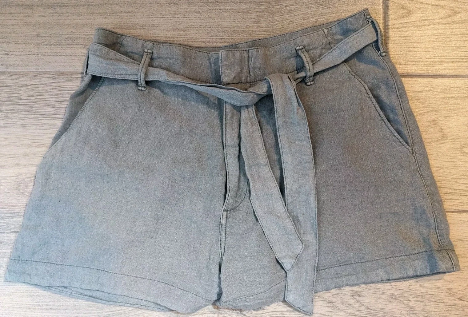 Abercrombie & Fitch Green Washed Ultra High Rise Linen Casual Shorts Sz M N49