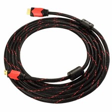 10FT Mini-HDMI-HDMI BRAIDED Cable Gold Plated w/ Ethernet/3D 1080P Audio Return