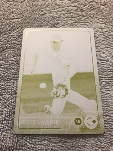 2015 Topps BRETT LAWRIE Yellow Printing Plate # 1/1 Toronto Blue Jays - Picture 2 of 3