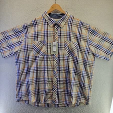 NWT Weatherproof Vintage Chamois Button Shirt Mens 3XL Plaid Short Sleeve