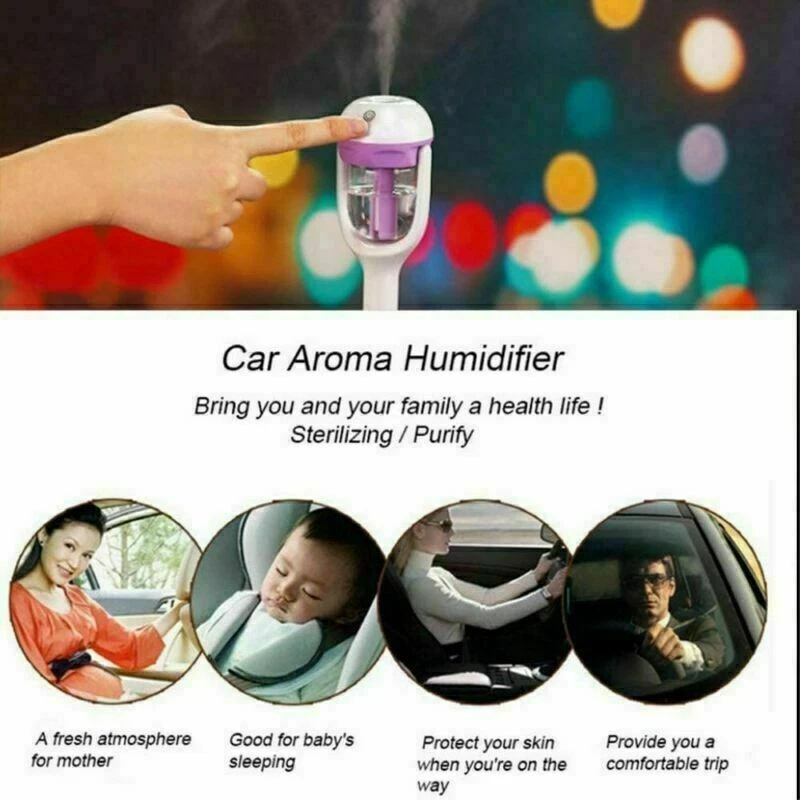 Purificador de aire para automóvil difusor humidificador de aire ultrasónico purificador aceite esencial niebla Foto 4 de 4