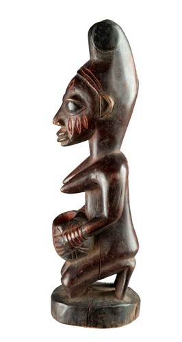 Portatrice Di Taglio Statua Yoruba Africana Di 30 Cm In Legno # 449 - Picture 5 of 14