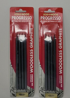 2 Packs Of Koh-I-Noor Progresso Woodless Graphite 4-Pencil Set (HB, 2B, 4B, 6B)