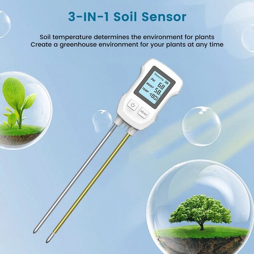 3 in 1 Soil PH Tester LCD Screen Soil Temperature Humidity Meter Garden PlantiCz - Picture 2 of 10