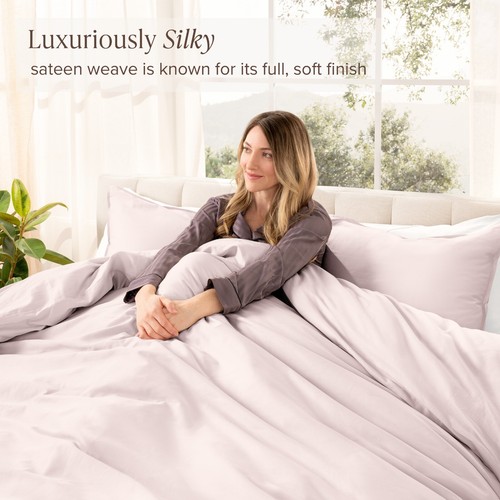 Bare Home Organic Cotton Sateen Duvet Cover Set - Smooth Sateen Weave - Picture 19 of 71