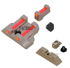 Tan Aluminum Front & Rear Sight Combo Kits Fit G17 G19 G22 G23 G24 G26 G27 G31