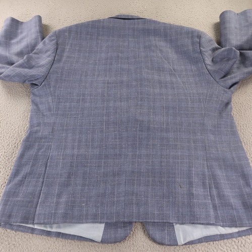 Michael Kors Jacket 2XL Blue Check Linen Polyester Wool Blazer Sport Coat 50R - Picture 9 of 16
