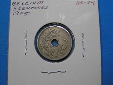 Belgium 5 Centimes Copper-Nickel Coin 1905, Combined Shipping