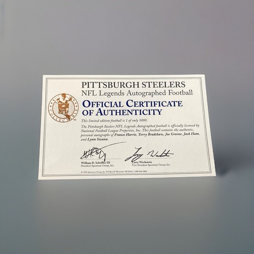 Pittsburgh Steelers Legend Signed Football Bradshaw Harris Greene Ham Swann JSA - Picture 9 of 10