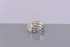 Sterling Silver 13mm Puffy Ribbed Bypass Dome Band Ring 925 Sz: 6