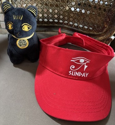Rare Krewe Of Cleopatra Red  Sunday  Visor Eye Of Ra & Cleo Cat Plush